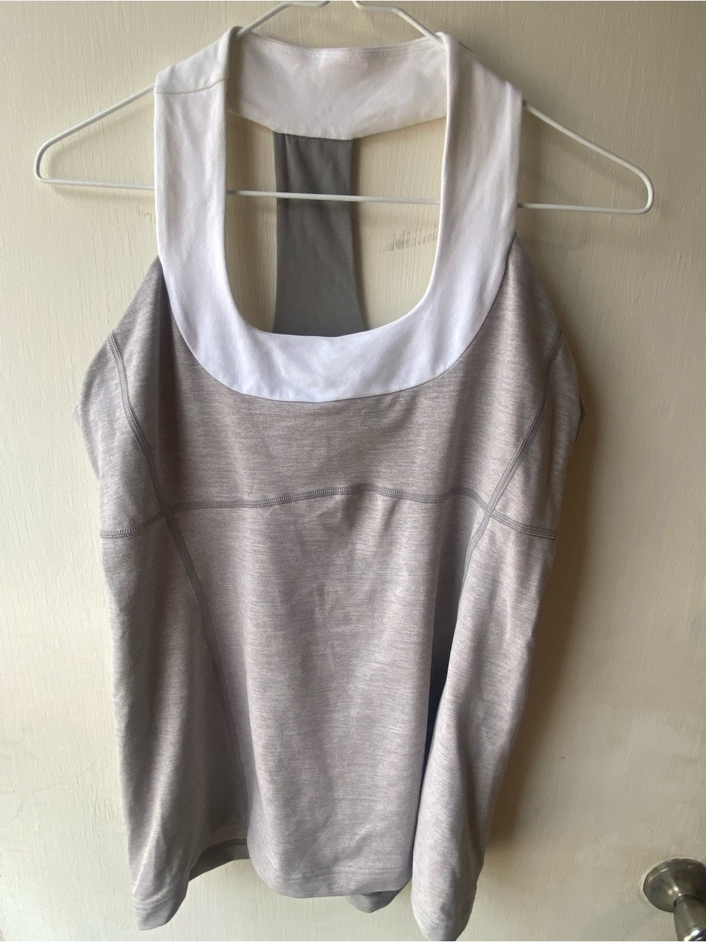 lululemon athletica Gray and White Scoop Neck Tank Top